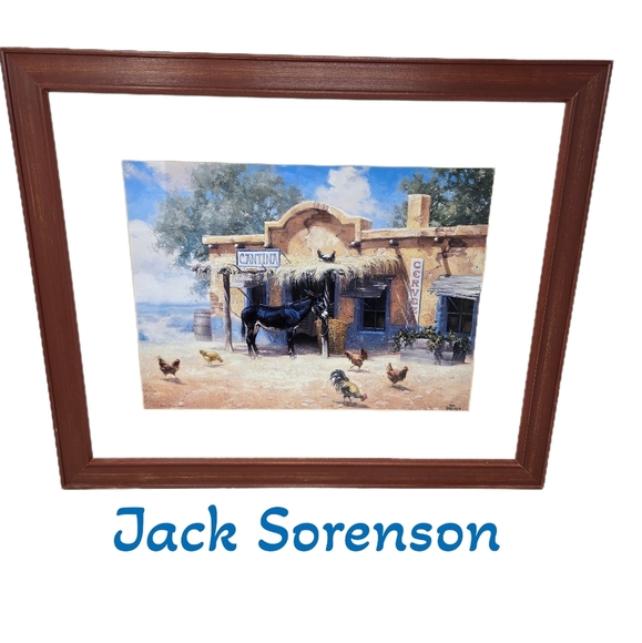 Jack Sorenson Art Print 22.5x18.5 Cantina Donkey-Chickens A Good Place Roost - Picture 1 of 8